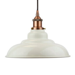 Clay White St Edmund's Painted Dome Pendant Light With Matt Antique Copper Lamp Holder And Black Round Cable - Se Home - thumbnail 1