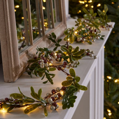 Dibor Copper Mistletoe Light Up Xmas Decoration Table Garland Decorative Christmas Garland 1.6M - image 1