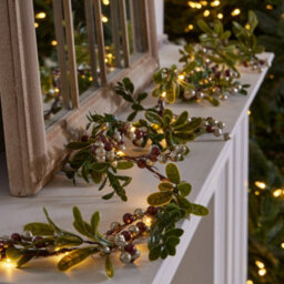 Dibor Copper Mistletoe Light Up Xmas Decoration Table Garland Decorative Christmas Garland 1.6M - thumbnail 1