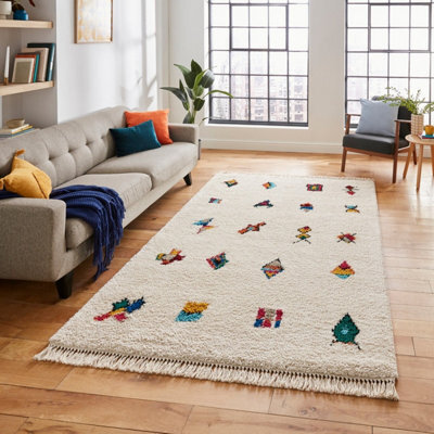 Multi Graphics Kilim Modern Shaggy Moroccan Dining Room Rug-160Cm X 220Cm - image 1