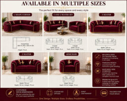 Stratus Interiors Ambassador Sofa Chesterfield Toronto Metal Trim Fabric - Frills - Corner L - Shape Sofa - Silver Trim - Burgundy Plush - thumbnail 3