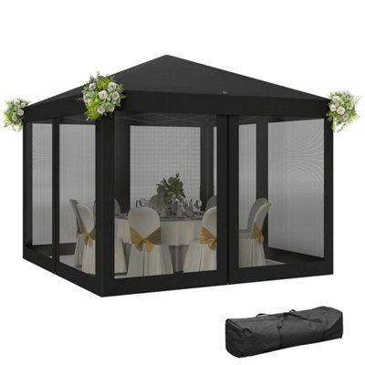 Heavy Duty Pop Up Gazebo With Removable Mesh Sidewall Black - image 1