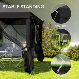 Heavy Duty Pop Up Gazebo With Removable Mesh Sidewall Black - thumbnail 4