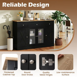 Gainoom 55Inch Black Large Buffet Sideboard Kitchen Storage Cabinet W/ 3 Drawers - thumbnail 9