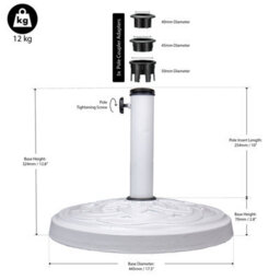 Relsy White Stone Heavy Duty 12 Kg Resin Parasol Base - thumbnail 3