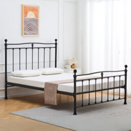 Reinforced Beds, Tunstall Bed, Black, 135X190Cm, Reinforced Mesh Base, Stylish Metal Bed Frame, Exclusive Product - thumbnail 2