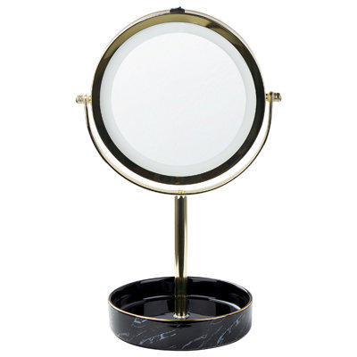 Beliani Makeup Mirror Led Savoie Black/ Gold - image 1