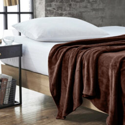 Ameha Fleece Plain Blanket, Lightweight & Reversible Throw For Travel, Bed & Sofa Blanket, Coffee King 200X240Cm - thumbnail 5