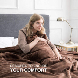 Ameha Fleece Plain Blanket, Lightweight & Reversible Throw For Travel, Bed & Sofa Blanket, Coffee King 200X240Cm - thumbnail 6