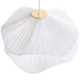 Beliani Pendant Lamp White - Double Pleated Fabric Shade With Iron Base, W50 X H152Cm - thumbnail 5