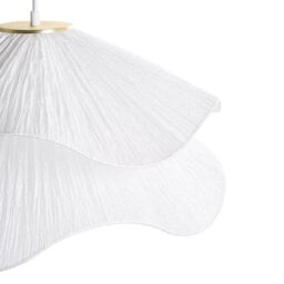 Beliani Pendant Lamp White - Double Pleated Fabric Shade With Iron Base, W50 X H152Cm - thumbnail 6