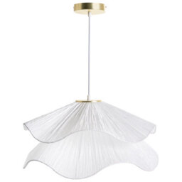 Beliani Pendant Lamp White - Double Pleated Fabric Shade With Iron Base, W50 X H152Cm - thumbnail 3