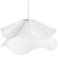 Beliani Pendant Lamp White - Double Pleated Fabric Shade With Iron Base, W50 X H152Cm - thumbnail 2