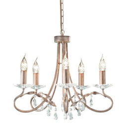 Elegant 5 Bulb Chandelier Pendant Light In Silver And Gold Finish