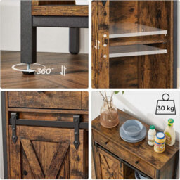 Songmics Storage Cabinet, Sideboard, Tv Cabinet, Freestanding Floor Cabinet With 1 Drawer And Sliding Door, Rustic Brown And Black - thumbnail 5