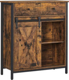 Songmics Storage Cabinet, Sideboard, Tv Cabinet, Freestanding Floor Cabinet With 1 Drawer And Sliding Door, Rustic Brown And Black - thumbnail 6