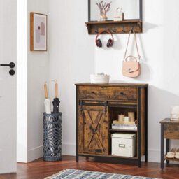 Songmics Storage Cabinet, Sideboard, Tv Cabinet, Freestanding Floor Cabinet With 1 Drawer And Sliding Door, Rustic Brown And Black - thumbnail 3