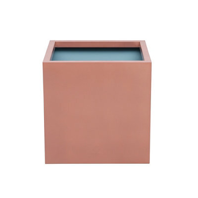 Primrose Frost And Rust-Resistant Outdoor Zinc Square Cube Planter In A Copper Finish 60Cm - image 1