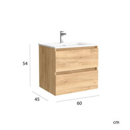 Cygnus bath Bequia Vanity Unit 60Cm Oak Basin Ceramic - thumbnail 5