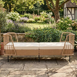 Patio Rattan Couch Sofa Bed Loveseat With Armrests - thumbnail 4