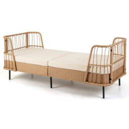 Patio Rattan Couch Sofa Bed Loveseat With Armrests - thumbnail 1