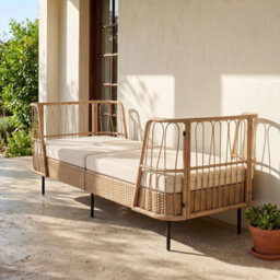 Patio Rattan Couch Sofa Bed Loveseat With Armrests - thumbnail 3