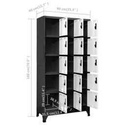 Berkfield Locker Cabinet Anthracite And White 90X40X180 Cm Steel - thumbnail 8