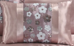 Homes & Linen Romi Luxury Floral Embroidered Pink Oblong Filled Decorative Cushion