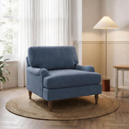 Furniturebox Uk Bernie Blue Chenille Fabric Armchair - thumbnail 3