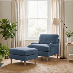 Furniturebox Uk Bernie Blue Chenille Fabric Armchair - thumbnail 7