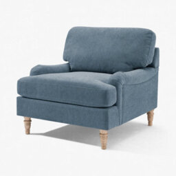 Furniturebox Uk Bernie Blue Chenille Fabric Armchair - thumbnail 8