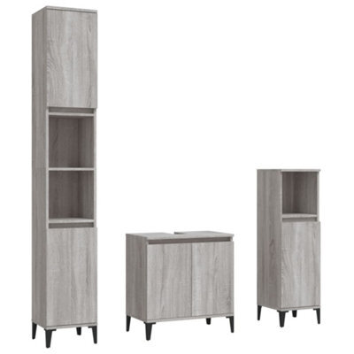 Berkfield Modern 3 Piece Bathroom Furniture Set Grey Sonoma Engineered Wood