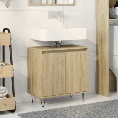 Walplus Bathroom Cabinet Sonoma Oak 58X33X60 Cm Engineered Wood - image 1