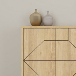 Decortie Dune Oak Geometric 6 Door Sideboard With Metal Legs (W) 181Cm - thumbnail 4