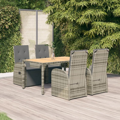 Berkfield 5 Piece Garden Dining Set Grey Poly Rattan&solid Wood Acacia - image 1