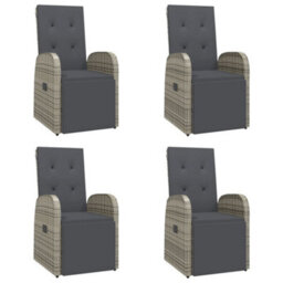 Berkfield 5 Piece Garden Dining Set Grey Poly Rattan&solid Wood Acacia - thumbnail 4
