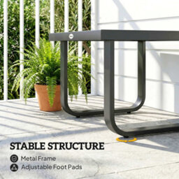 Outsunny Garden Coffee Table Outdoor Side Table With Glass Top Black - thumbnail 6
