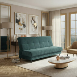 Enduro Xiv Sofa Bed With Sleeping Function Click Clack Mechanism Bedding Storage Wooden Frame 195X85X90Cm Turquoise - thumbnail 1
