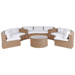 Beliani Garden Lounge Set With Table 9 Seater Severo Pe Rattan Sand Beige - thumbnail 1