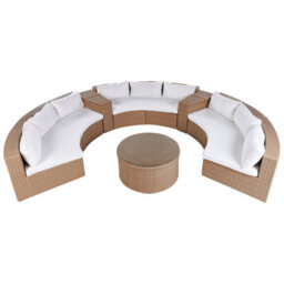 Beliani Garden Lounge Set With Table 9 Seater Severo Pe Rattan Sand Beige - thumbnail 4