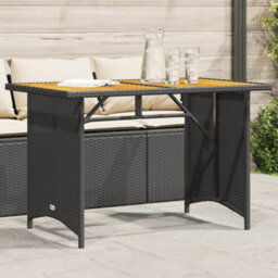 Walplus Garden Table With Wooden Top Black 110X68X70 Cm Poly Rattan - thumbnail 1