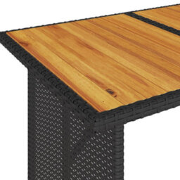 Walplus Garden Table With Wooden Top Black 110X68X70 Cm Poly Rattan - thumbnail 8