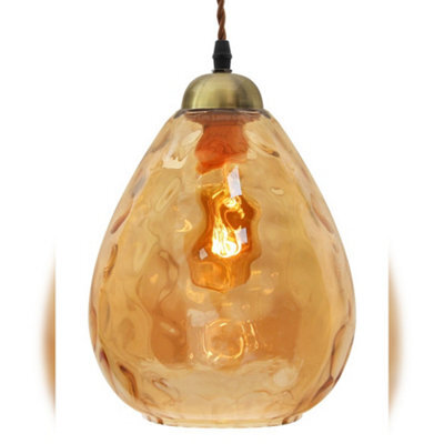 Long Life Lamps Company Modern Vintage Smoked Teardrop Gold Glass Ceiling Pendant Lamp M0239 - image 1