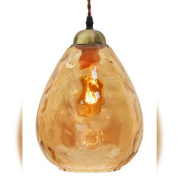 Long Life Lamps Company Modern Vintage Smoked Teardrop Gold Glass Ceiling Pendant Lamp M0239