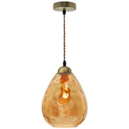 Long Life Lamps Company Modern Vintage Smoked Teardrop Gold Glass Ceiling Pendant Lamp M0239 - thumbnail 3