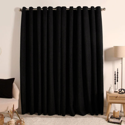 "Ohs Eyelet Blackout Pair Ready Made Curtains, Black - 66"" X 72" - image 1