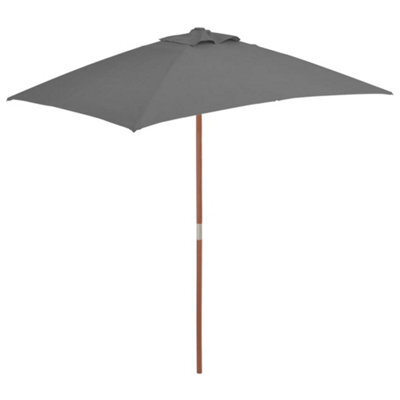 Berkfield Outdoor Parasol With Wooden Pole 150X200 Cm Anthracite - image 1