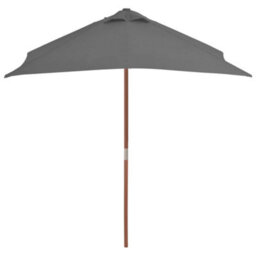 Berkfield Outdoor Parasol With Wooden Pole 150X200 Cm Anthracite - thumbnail 3