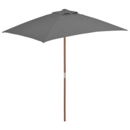Berkfield Outdoor Parasol With Wooden Pole 150X200 Cm Anthracite - thumbnail 1