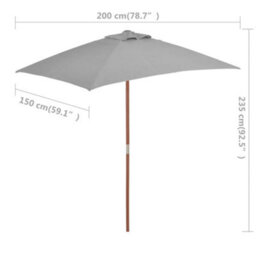 Berkfield Outdoor Parasol With Wooden Pole 150X200 Cm Anthracite - thumbnail 8